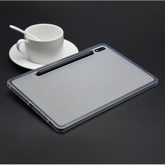 Ốp lưng silicon cho máy tính bảng Samsung Galaxy Tab S7/ S8 viền trong suốt, mặt lưng trắng mờ.