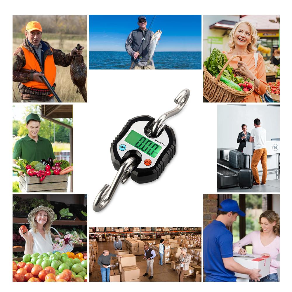 Digital Hanging Scale 150kg/ 330lb Portable Crane Scale LCD Backlight Steel Hook Scales for Farm Fishing Hunting Food Market Outdoor Work