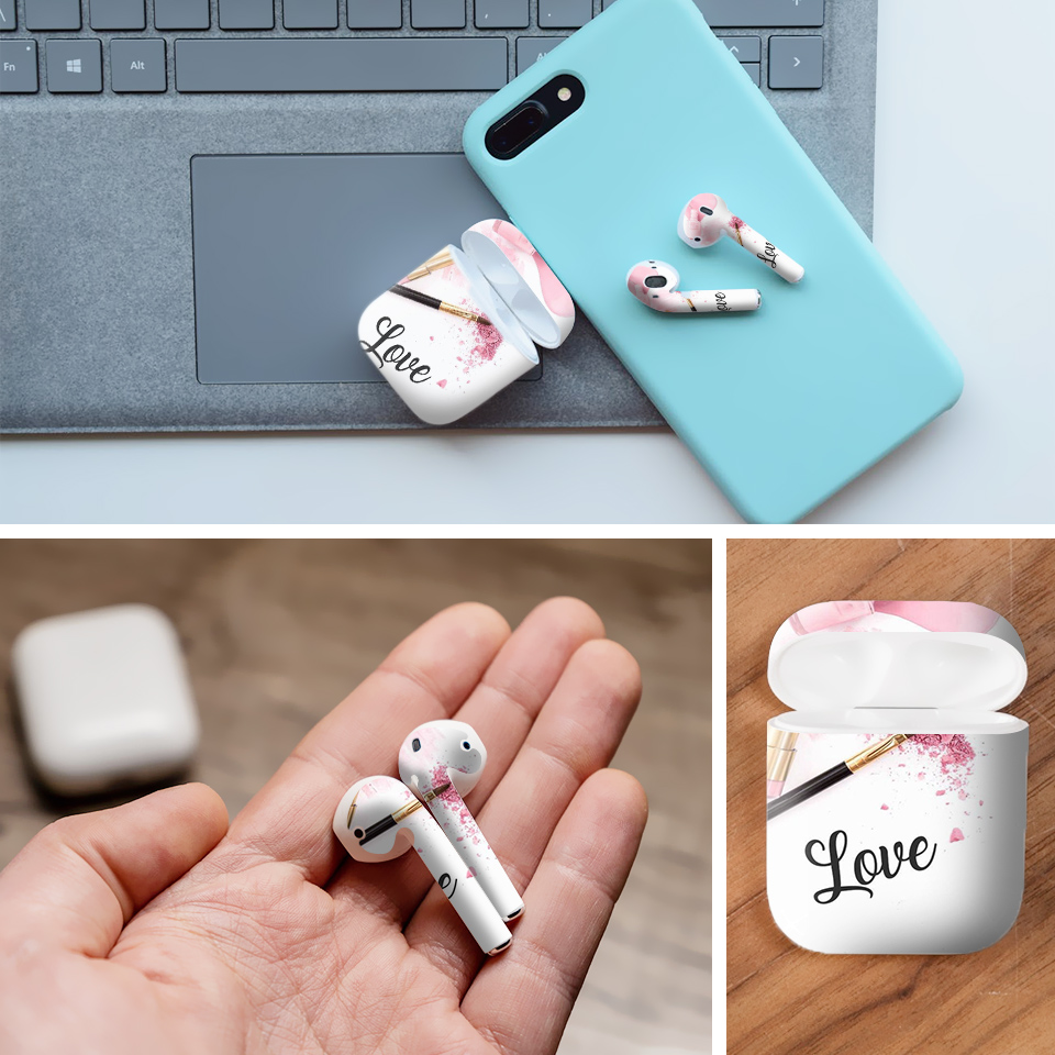 Miếng dán skin chống bẩn cho tai nghe AirPods in hình Mỹ phẩm - atk373 (bản không dây 1 và 2