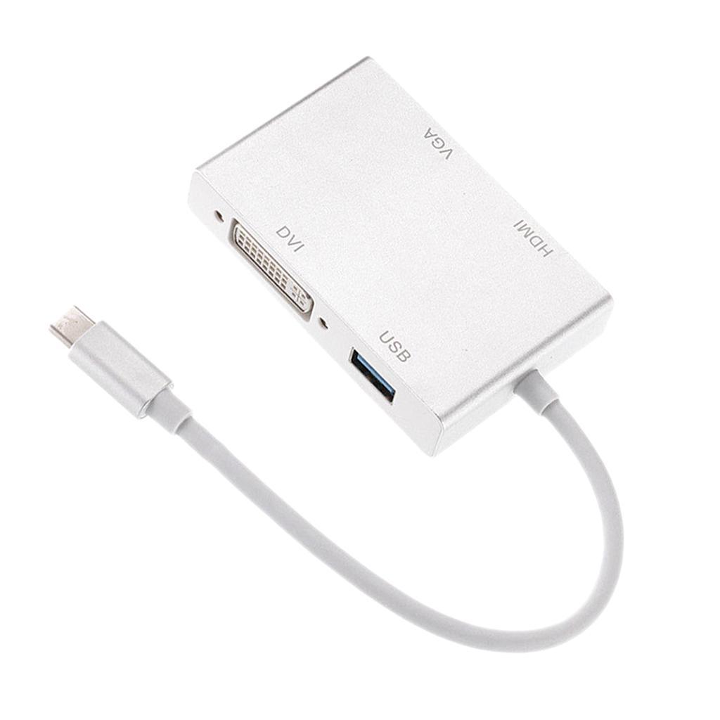 4 in 1 USB C Type-C to VGA/DVI/HDMI/USB Port Adapter Converter Cable For PC