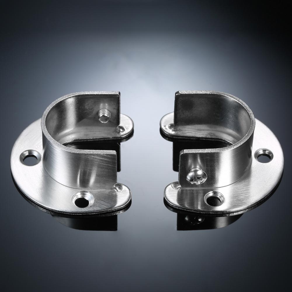 2pcs Closet Pole Sockets Set of 2pcs U-shape Rod Socket Flange Set Stainless Steel Rod Support U Shaped Closet Rod