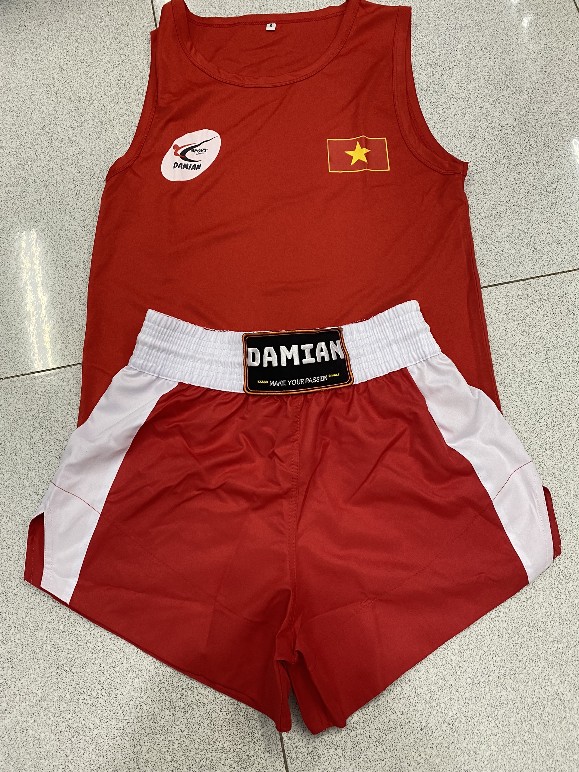 Quần Áo Kick Boxing Damian Cao Cấp , Chất vải áo thun lạnh, Quần trơn satin mát mẻ, thoáng mát, Thấm hút mồ hôi tốt, Thích hợp cho tập luyện, thi đấu và đối kháng
