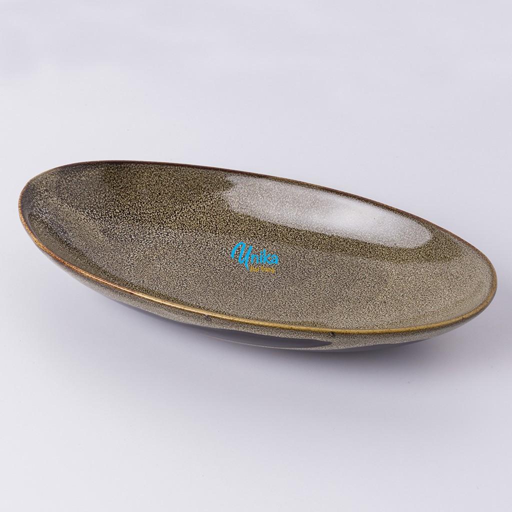 Khay Xoaì Men Gấm Vàng  - Đĩa xoài Men Hỏa Biến - Gốm Sứ Cao Cấp Bát Tràng