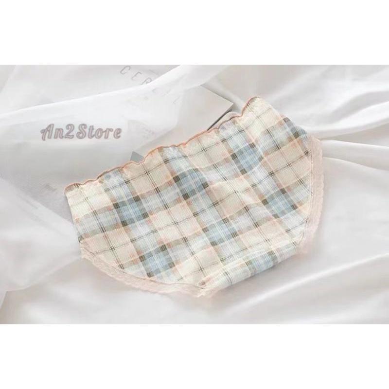 Quần Lót Nữ Cotton Quần lót nữ siêu thoáng hoạ tiết kẻ caro đơn giản siêu xinh QL04
