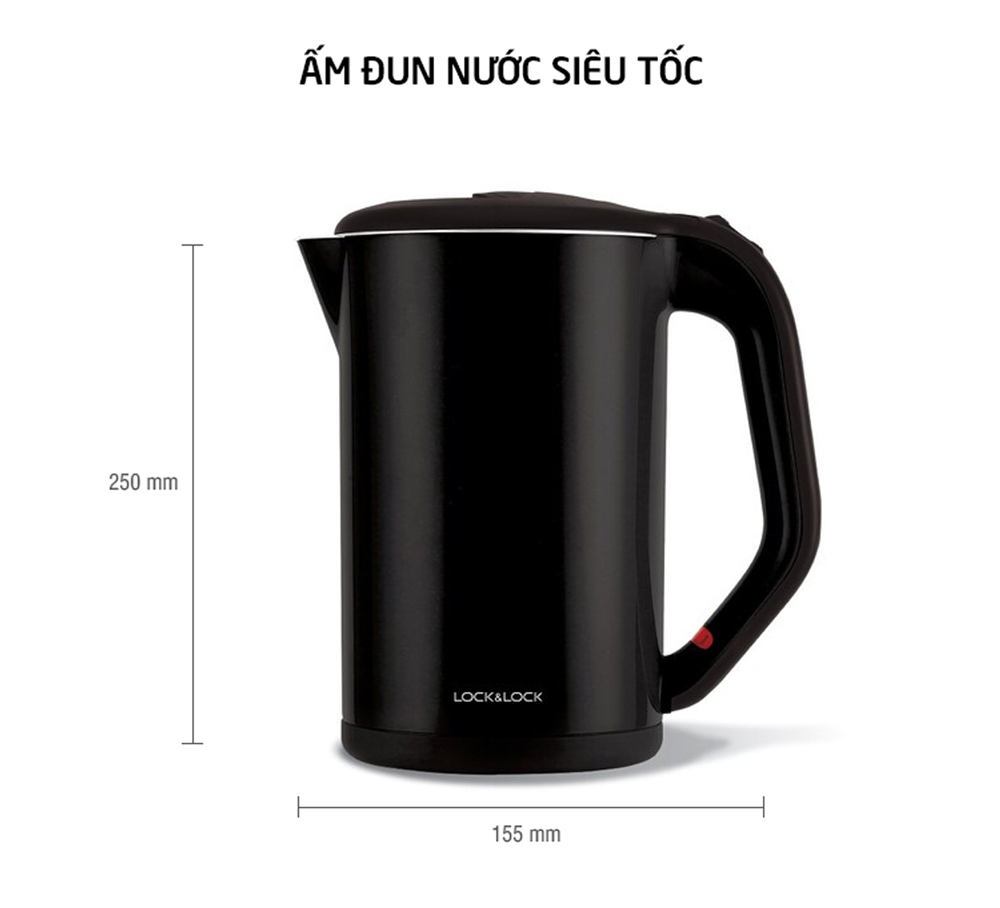 Bình Đun Siêu Tốc 2 lớp Lock&amp;Lock EJK738WHT (1.7 Lít) - Trắng - Hàng chính hãng