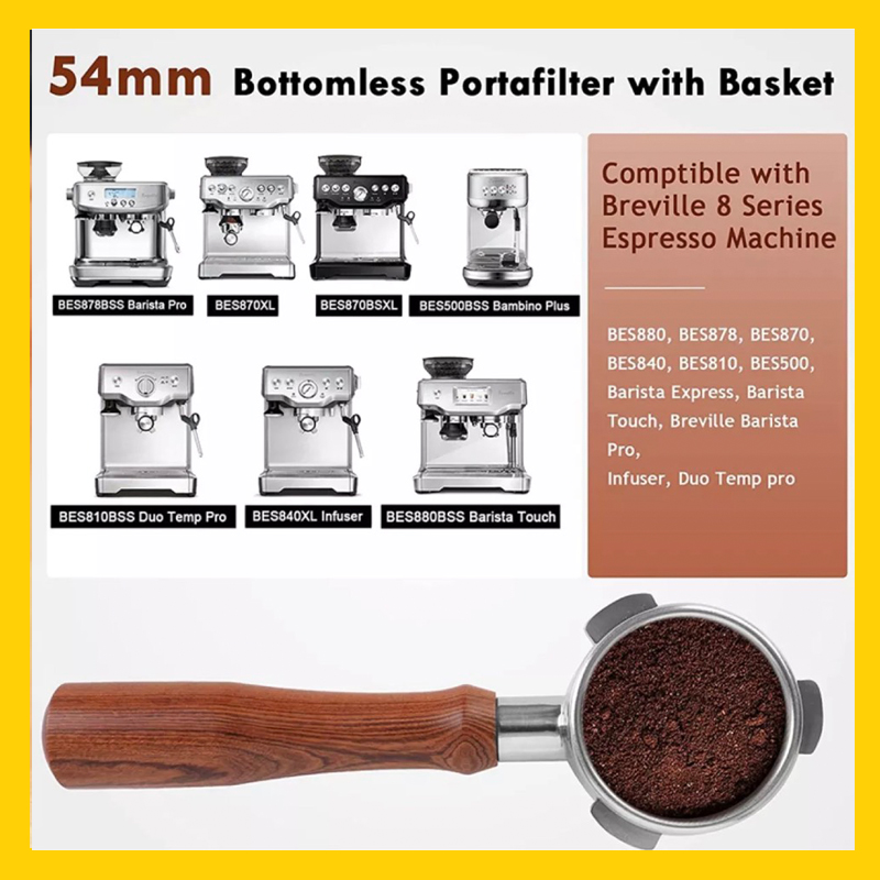 Tay Pha Size 54mm Cho Máy Breville 810, 840, 850, 870, 880 - Gỗ tự nhiên