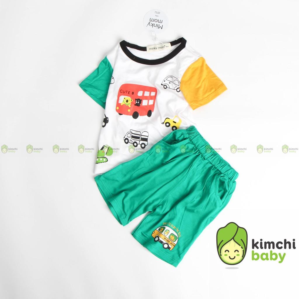 Đồ Bộ Bé Trai Minky Mom Vải Thun Lạnh Họa Tiết Ô Tô Quần Cạp Có Túi, Bộ Cộc Tay Cho Bé Quần Áo Trẻ Em MKM2130