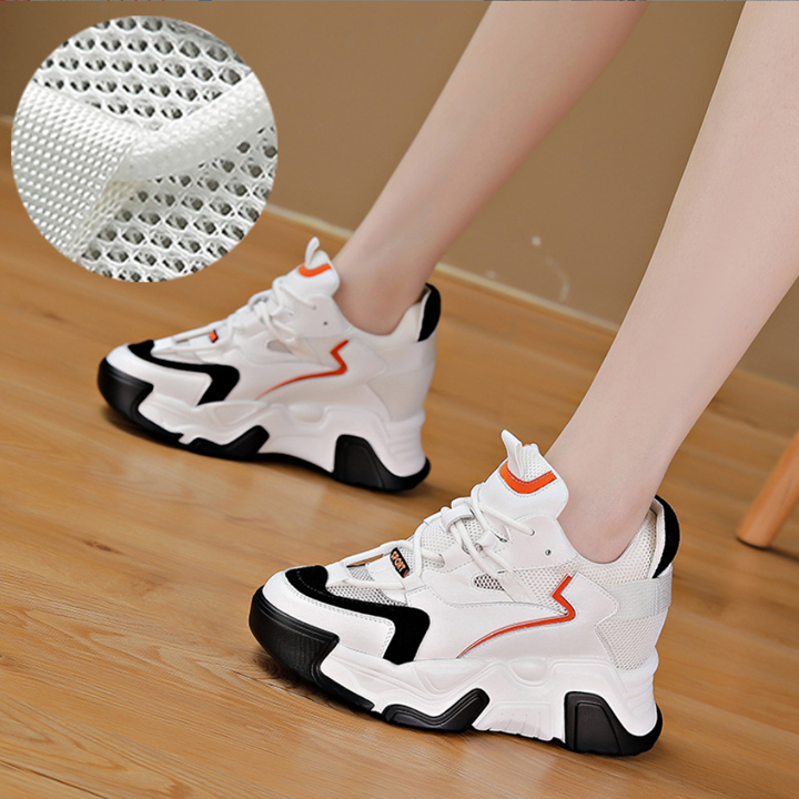 Giày Sneakers Lưới viền Cam 7cm PS399-1275