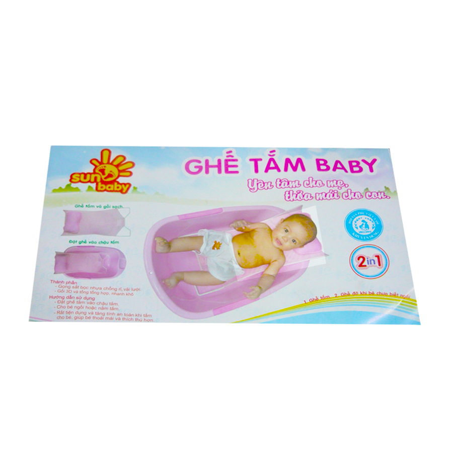 Bộ ghế tắm lưới có gối an toàn cho bé mới- Sunbaby