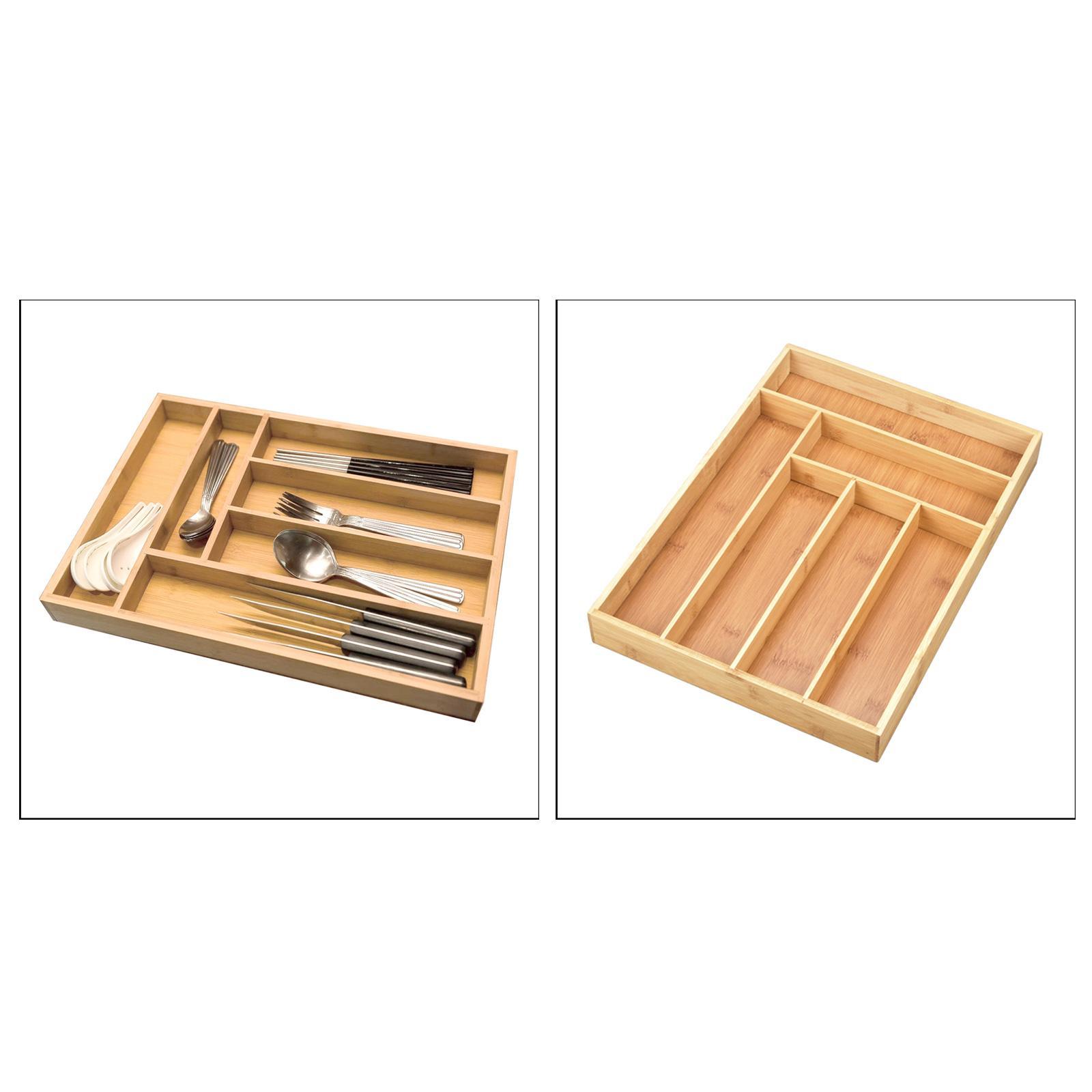 Bamboo Drawer Organizer Expandable for Kitchen Cutlery Living Room 9 Slot