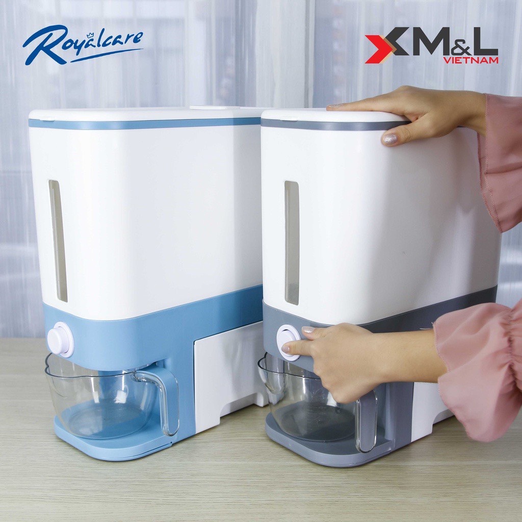 Thùng đựng gạo thông minh M&amp;L 12kg - bao gồm khay đựng ngũ cốc - chống ẩm mốc côn trùng