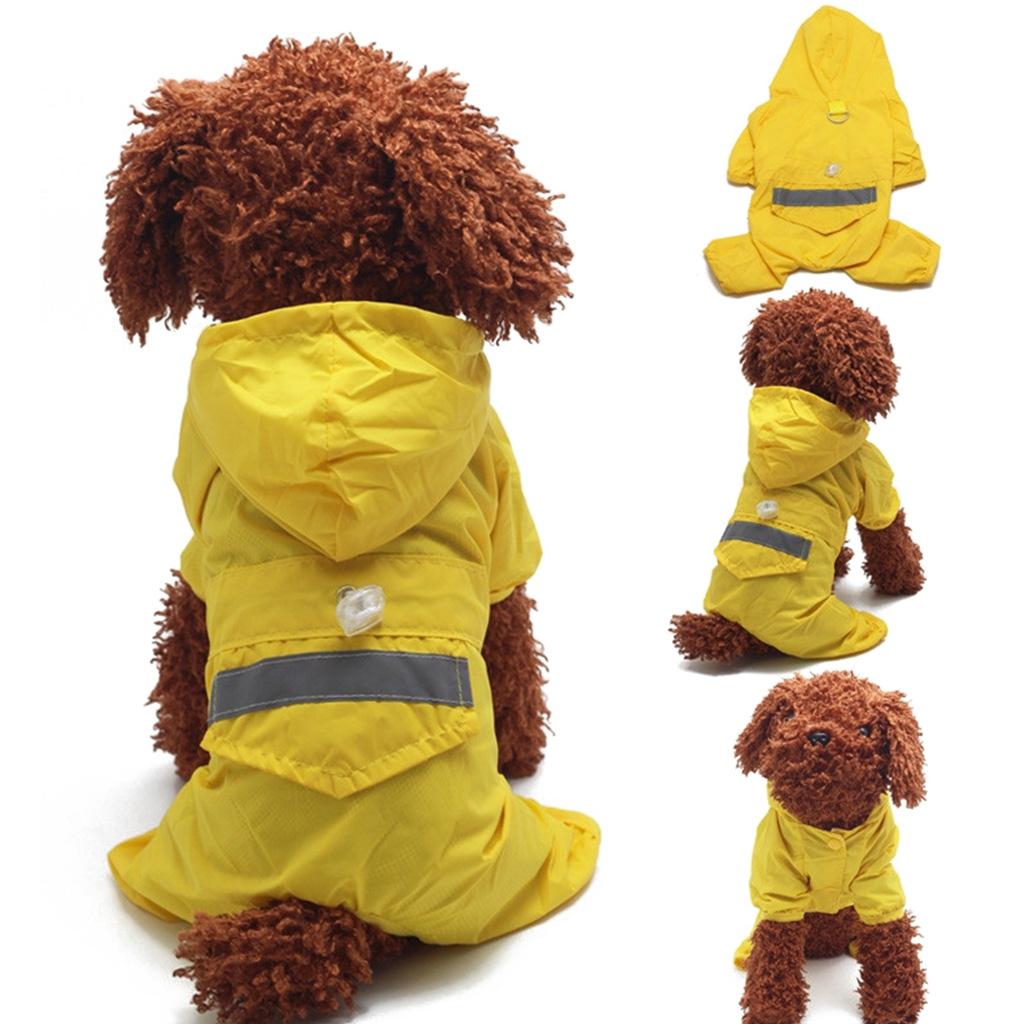 Fashion Dog Raincoat Jacket Pet Waterproof Reflective Rain Coat Hooded Clothes Apparel 4 COLORS 6 SIZES