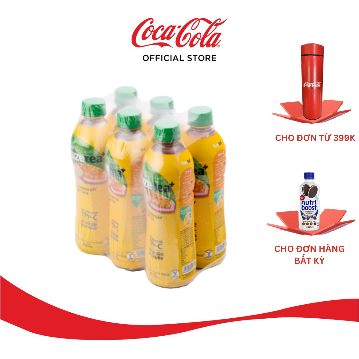 Lốc 6 Chai Trà Chanh Dây Và Hạt Chia Fuzetea+ 450ml/Chai Sale 4.4 Coca-Cola Official Store