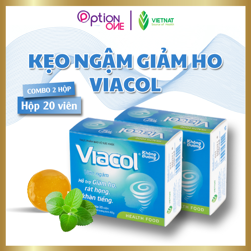 Kẹo ngậm Viacol thảo mộc Vietnat không đường giảm ho đau họng - 20 viên/ hộp