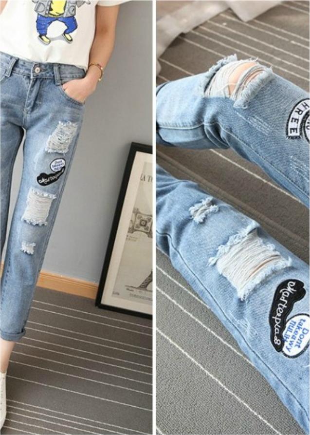 QUÀN JEAN NỮ rách LOGO Mã: QD2021