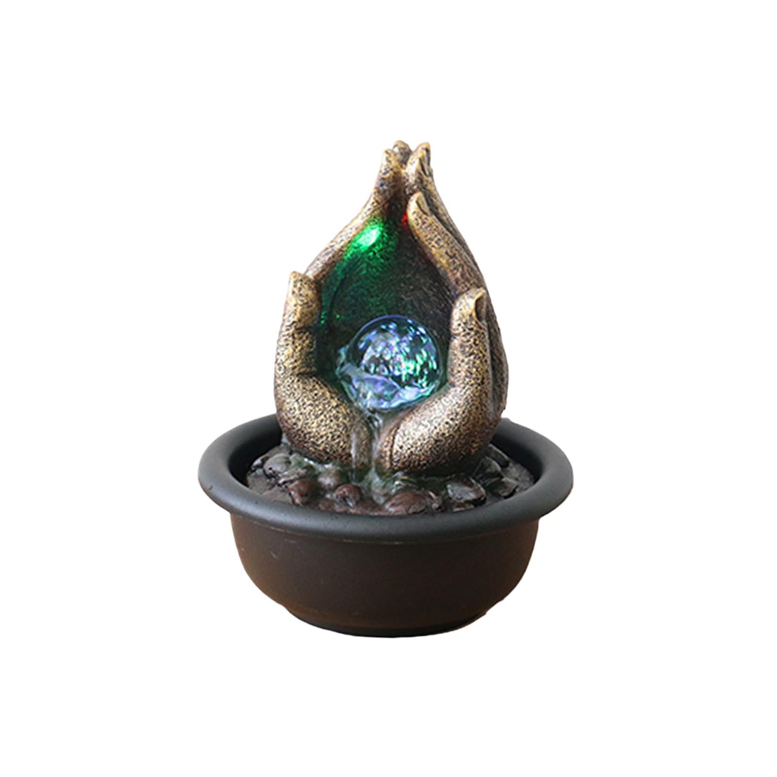 Tabletop Water Fountain, Indoor Water Fountain, Mini Feng Shui Led Resin Waterfall Fountain, for Home Indoor Bedroom Decoration Gift