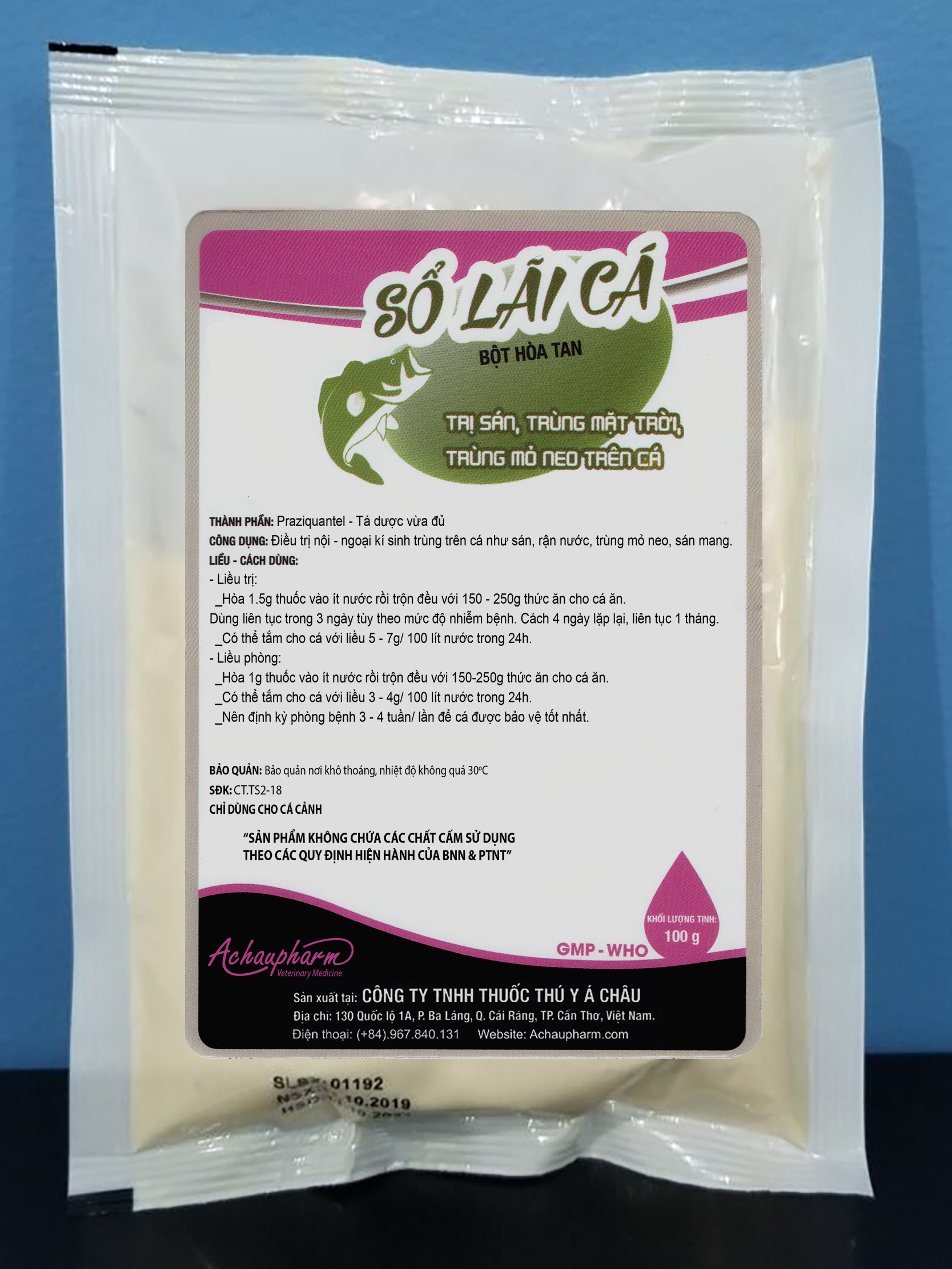 Sổ lãi cá trị trùng mỏ neo, rận nước, sán mang cho cá koi, cá rồng, cá vàng 100gr Chữa, diệt kí sinh trùng trên cá cảnh