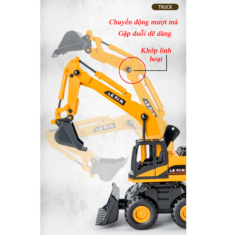 Đồ chơi xe xúc ủi chạy đà kèm thùng chứa vật liệu 3 trong 1 chất liệu nhựa ABS an toàn