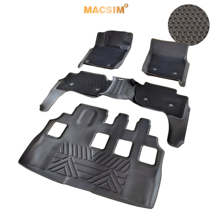 Thảm 2 lớp (sd3) dạng lưới lục giác cho Mitsubishi Pajero Sport 2015- nay  bề mặt cao su siêu sạch nhãn hiệu Macsim