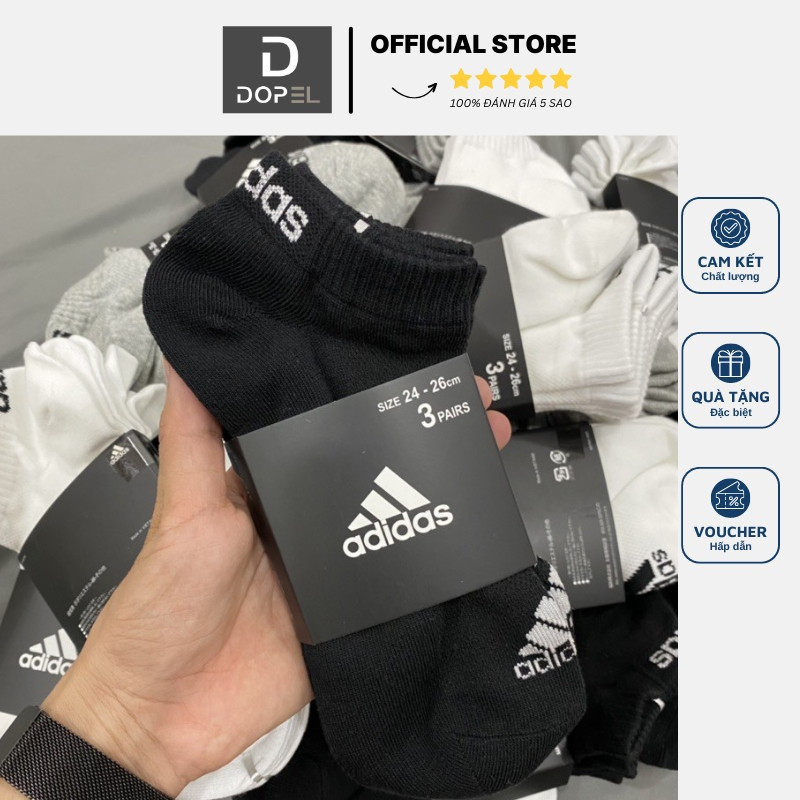 Vớ Adidas 3 Cổ Ngắn Nam Nữ Hàng Xuất Nhật Co Dãn