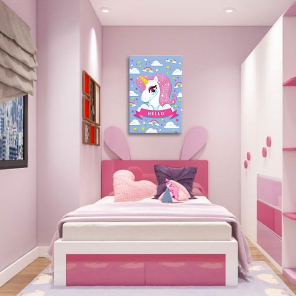 Tranh Phòng Ngủ Bé Gái Dễ Thương Canvas Có Viền W1186