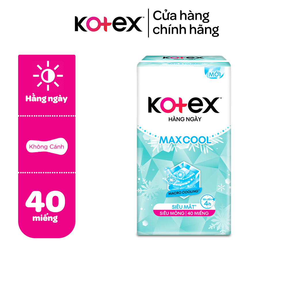 Băng vệ sinh Kotex Maxcool hằng ngày kháng khuẩn 40 miếng.