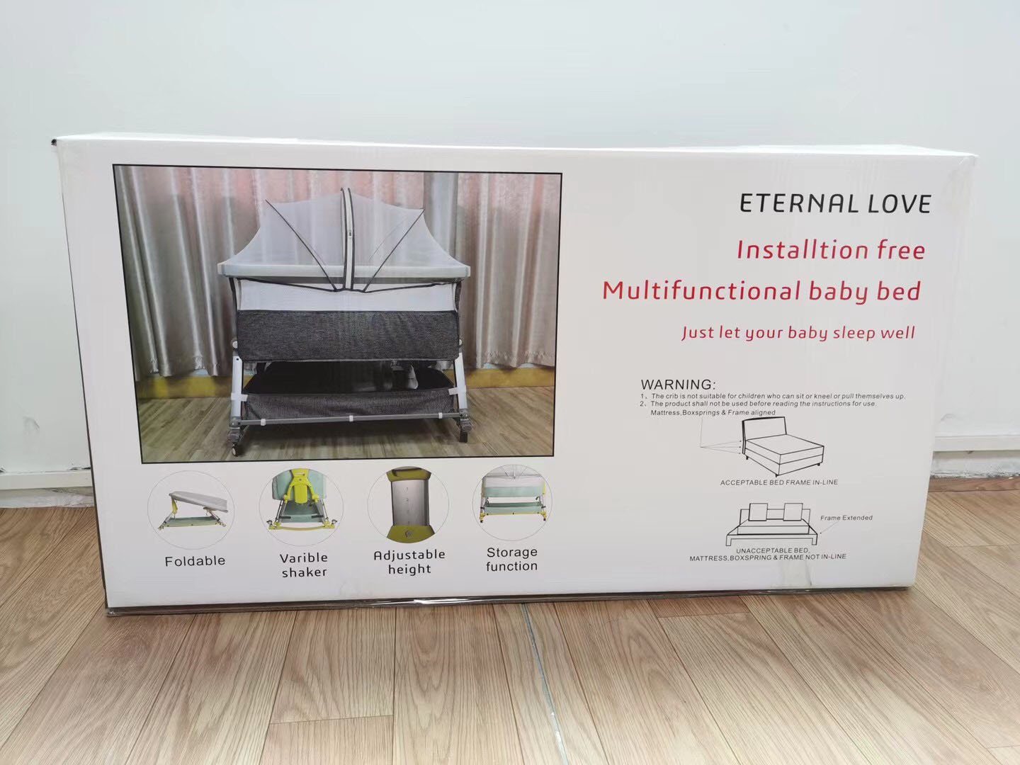 Nôi di động đa năng bập bênh, cũi kề giường nâng hạ độ cao, gấp gọn, cho bé 0-3 tuổi, mang đi kèm túi xách