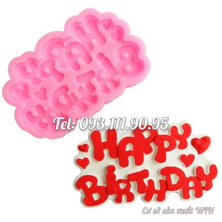 Khuôn rau câu silicon sinh nhật Happy Birthday - Mã số 1639