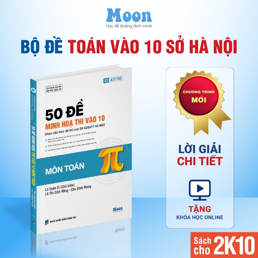 Sách bộ đề ôn thi vào 10 môn Toán, Văn, Tiếng Anh, Khoa học tự nhiên - MoonBook