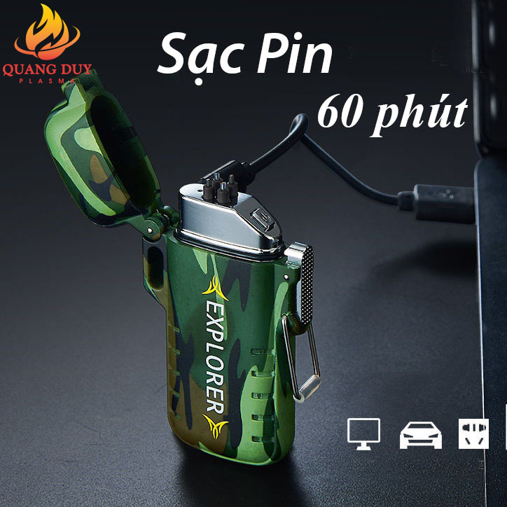 Bật lửa điện chống nước sạc pin đánh lửa 4 tia plasma độc lạ