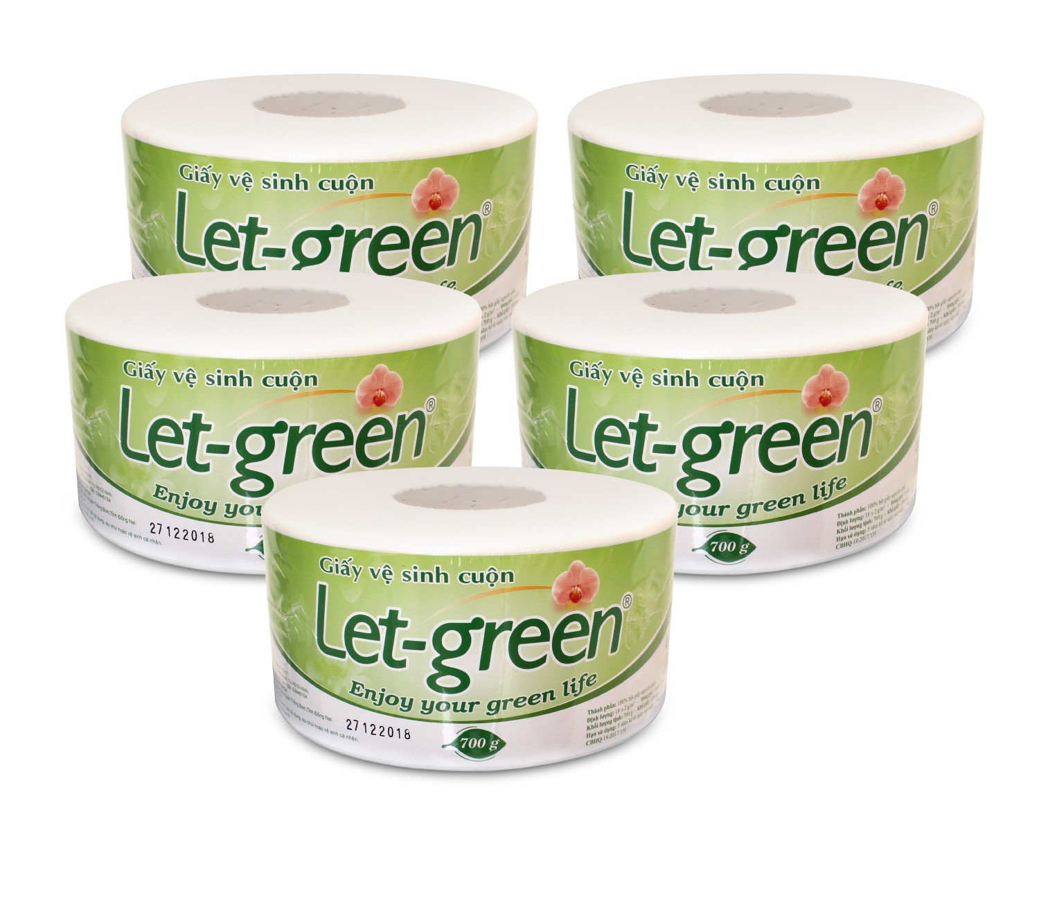 Giấy Vệ Sinh Cuộn Let-Green 700 Gram/Cuộn - Bột Giấy Nguyên Chất