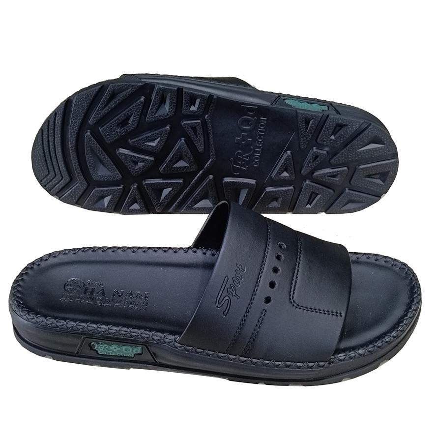 Dép Nam Da Bò HA NAM Đế Siêu Nhẹ Khâu Chỉ Toàn Bộ DNA22035 - Màu Nâu