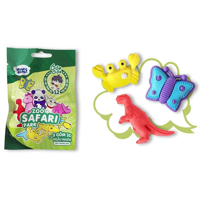 Gôm 3D Lắp Ráp Học Viện Alpha - HooHooHaha Gomgom 3D Eraser - Zoo Safari Park - A-VP31071 (Mẫu Sản Phẩm Bên Trong Là Ngẫu Nhiên)