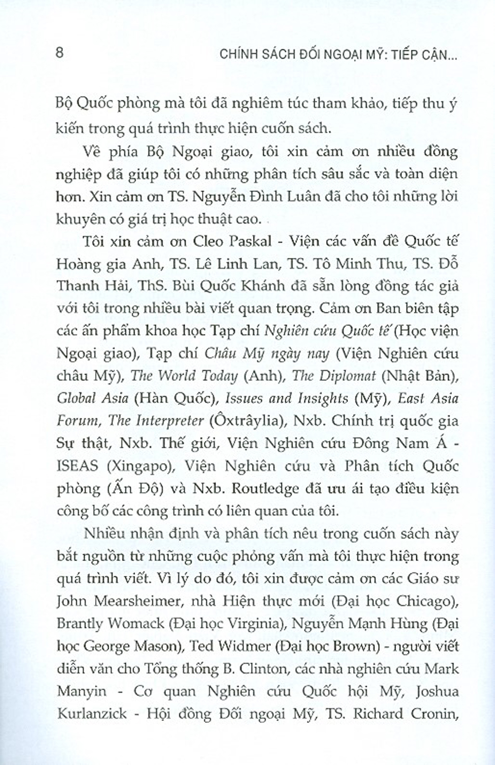 Chính Sách Đối Ngoại Mỹ: Tiếp Cận Từ Thuyết Hiện Thực Mới Và Trường Hợp Việt Nam Sau Khi Bình Thường Hóa Quan Hệ Đến Nay (Sách Chuyên Khảo)