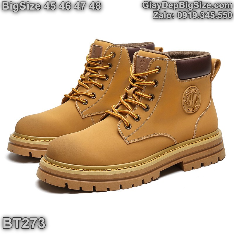 Giày boot (bốt) cổ cao cỡ lớn 45 46 47 48 cho nam cao to chân ú bè. Big size combat boots for wide feet