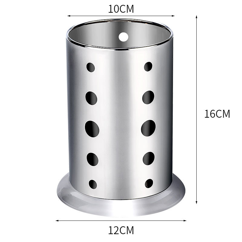 Ống đũa Đơn Inox 304 cao cấp Hình Trụ Tròn có rãnh thoát nước - Hộp đựng đũa muỗng thìa dĩa 1 ngăn