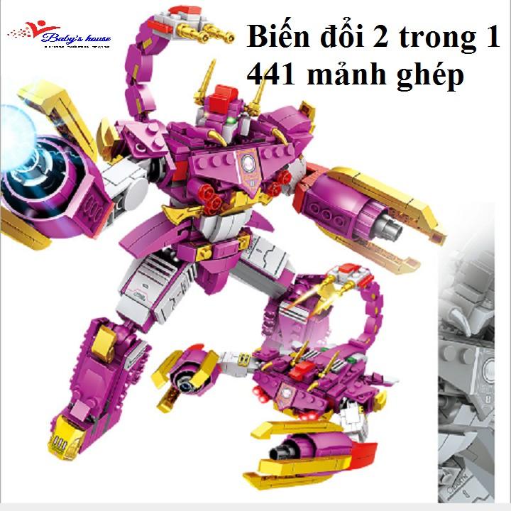 Bộ lắp ráp biến đổi 2 trong 1 kiểu lego robot 8079