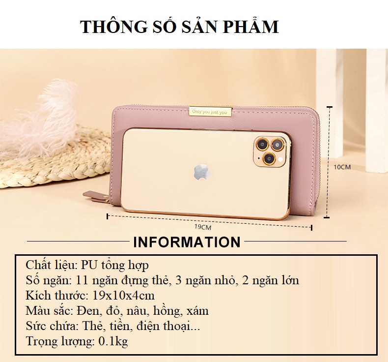 Bóp Nữ Dài Cầm Tay Phong Cách Thời Trang Hàn Quốc Siêu Đẹp 8366-3 MS.016