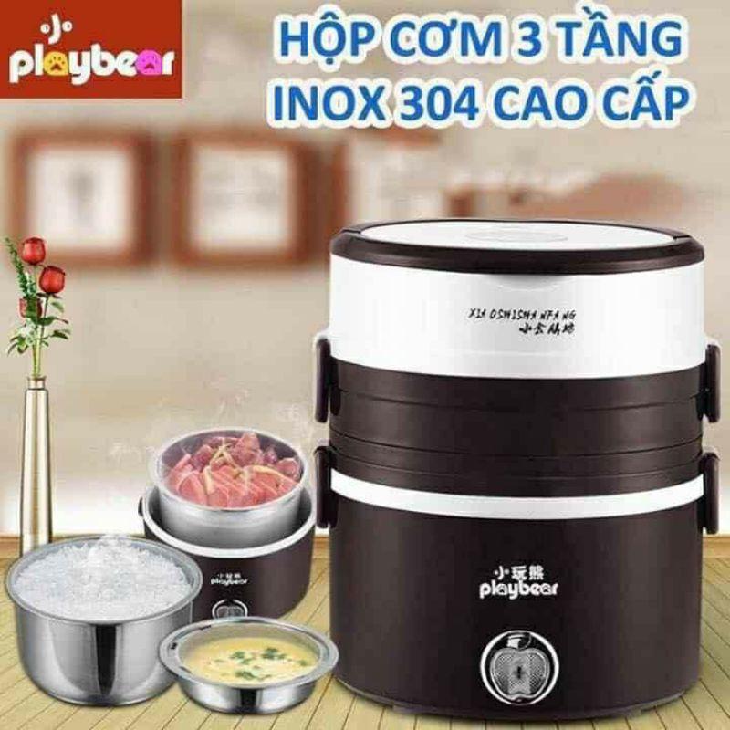 Hộp cơm cắm Điện 3 tầng ruột inox giữ nhiệt