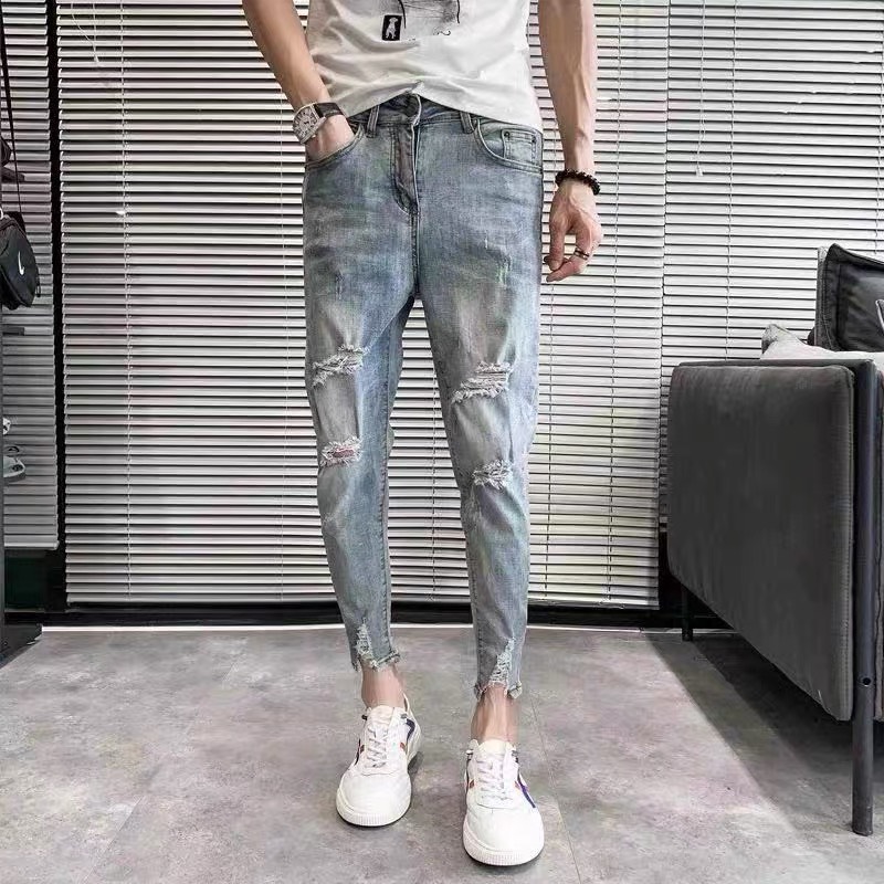 Quần Jean Nam ONEZ Phối Rách Cá Tính , Chất Chất jean co dãn Bền Màu QJ2