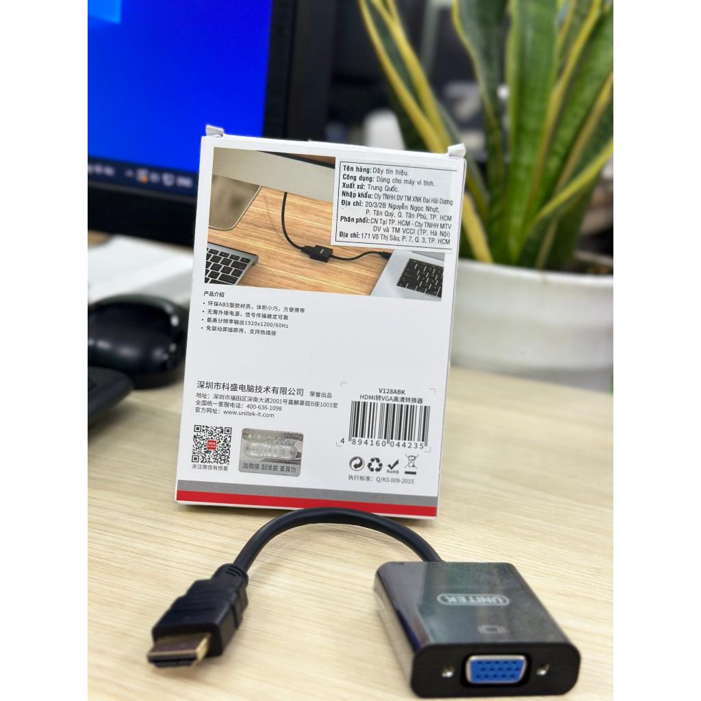 HDMI sang VGA 15cm V128ABK Unitek ( không audio ) - HÀNG CHÍNH HÃNG