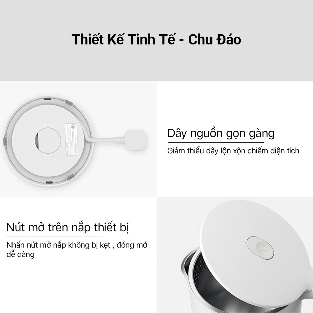 Ấm siêu tốc Xiaomi Mijia 1A - Đun sôi nhanh chóng, công suất 1800W, thép không gỉ, dung tích lớn 1.5 lít, tiết kiệm điện - Hàng chính hãng