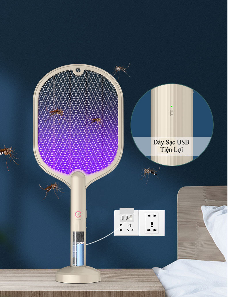 Vợt Bắt Muỗi Kiêm Đèn Thu Hút Muỗi , Diệt Muỗi - Cấp Độ Bảo Vệ IP20 - PIN Sử Dụng Lâu Dài - 2 Màu Lựa Chọn - Energy Green Lighting - Có Video