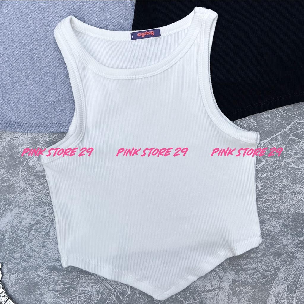 Áo Croptop Ba Lỗ PINKSTORE29 Dáng Ôm Body Cổ Tròn Vạt Nhọn A5333