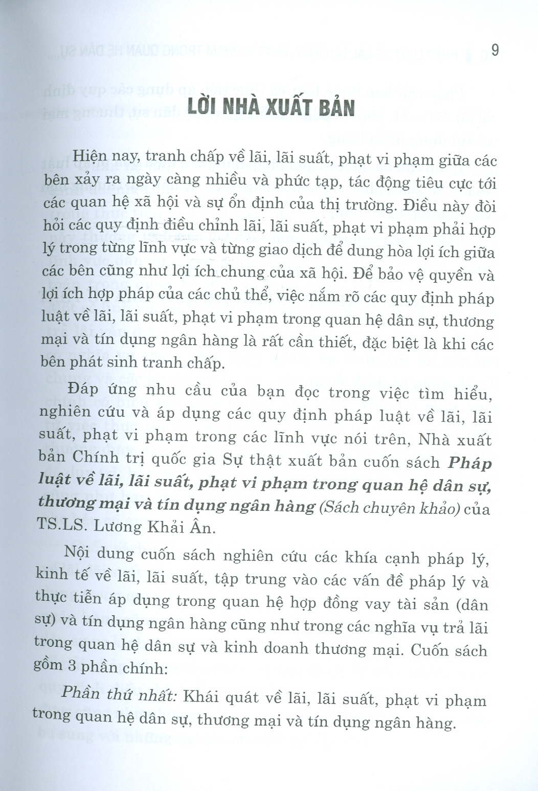 PHÁP LUẬT VỀ LÃI, LÃI SUẤT, PHẠT VI PHẠM TRONG QUAN HỆ DÂN SỰ, THƯƠNG MẠI VÀ TÍN DỤNG NGÂN HÀNG (Sách Chuyên Khảo)