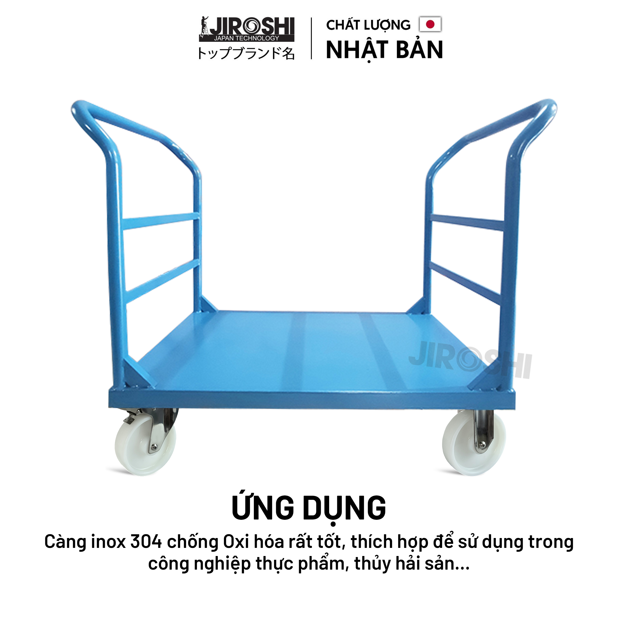 Bánh xe đẩy hàng tải trọng lớn chống hóa chất JIROSHI , Bánh xe có bạc đạn chịu nhiệt độ cao công nghệ nhật bản