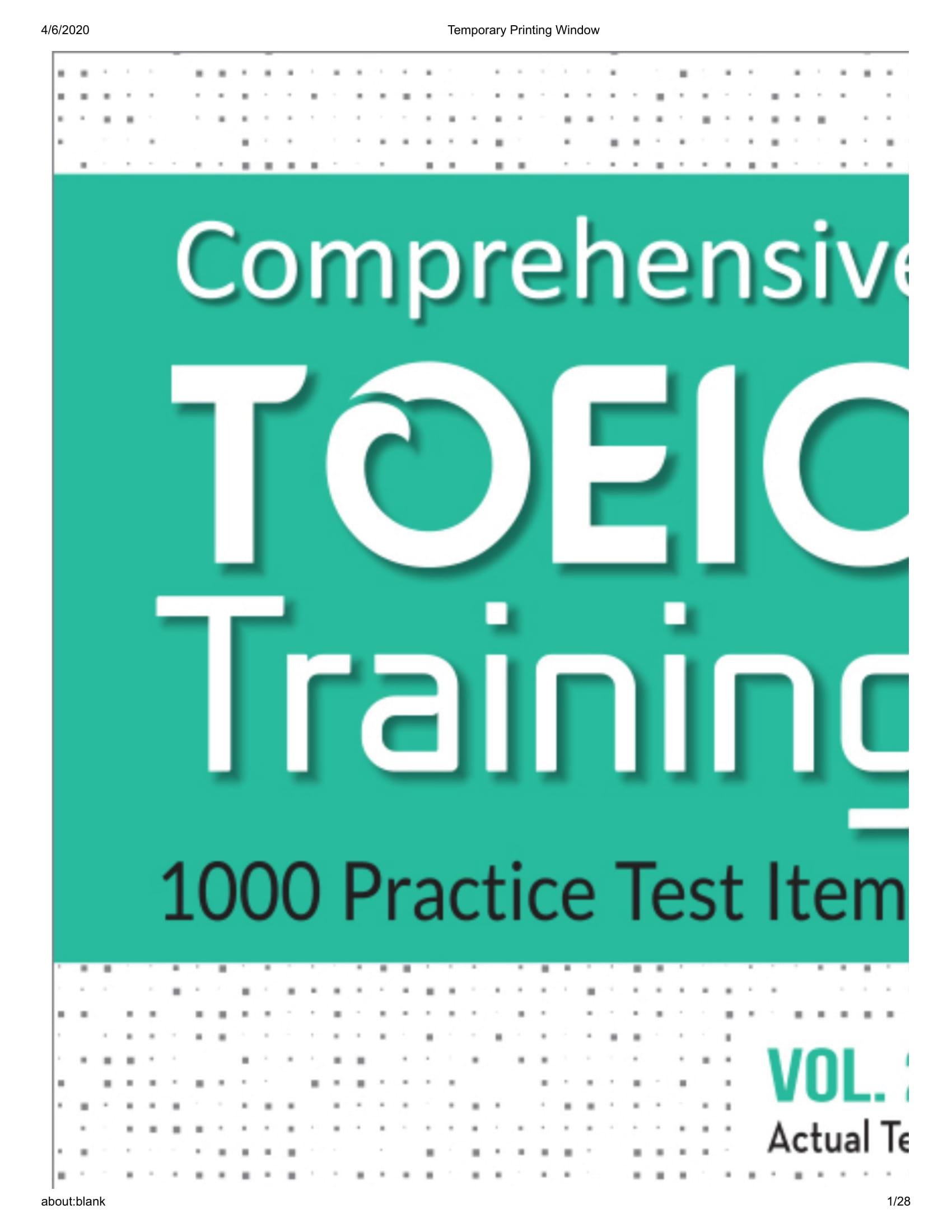 Sách Comprehensive Toeic Training 1000 Practice Test Items (Vol 2) - Kèm CD