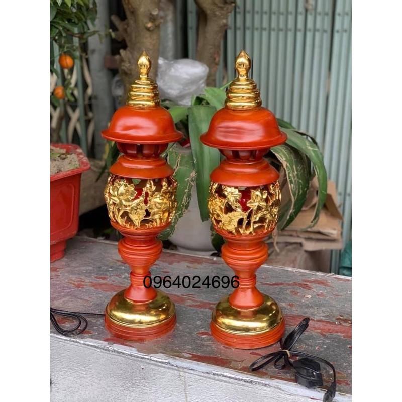 Đèn xà cừ cao 48 đục hoa sen rát vàng và không rát vàng