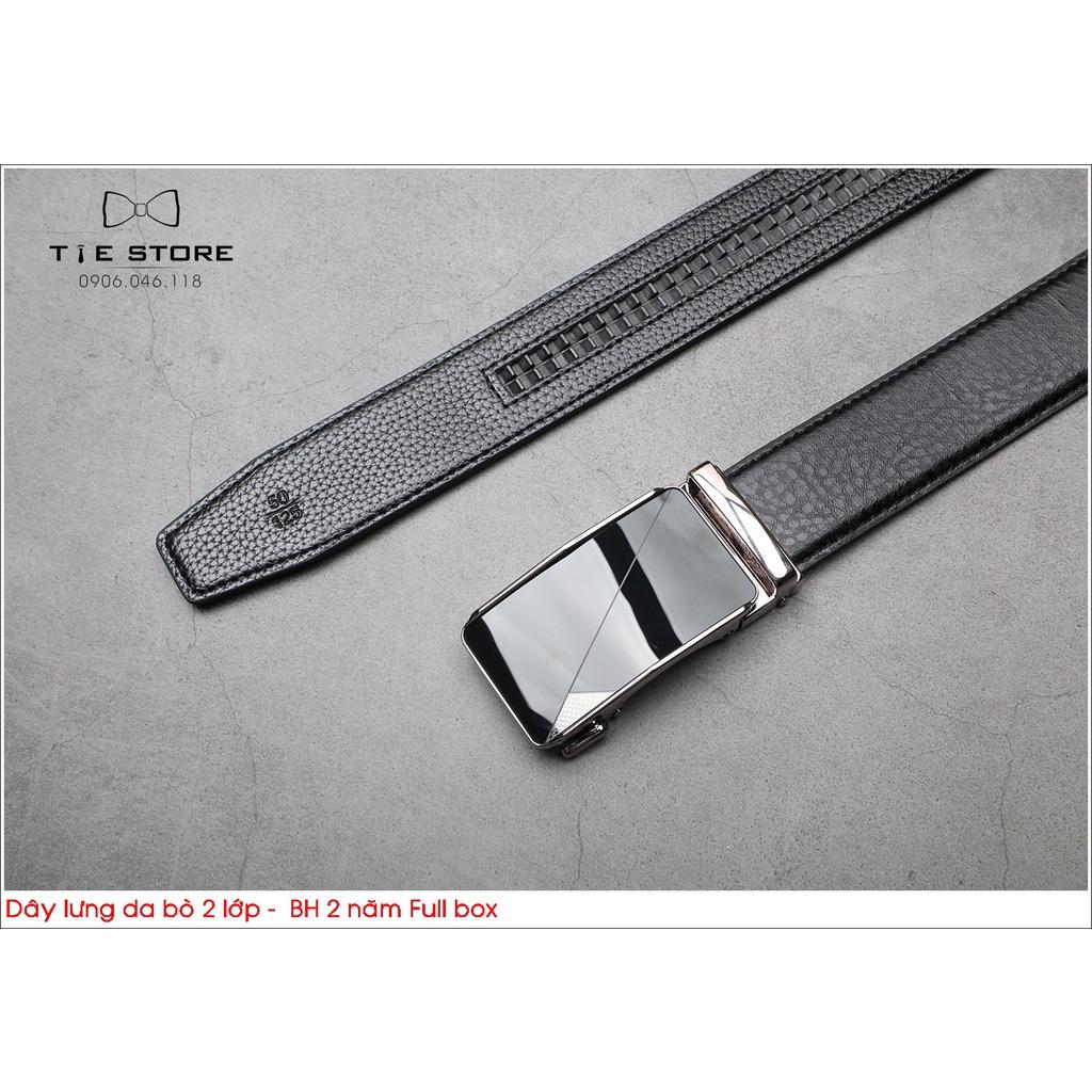 NHIỀU MẪU - Thắt Lưng Nam Da bò 2 lớp, dây lưng công sở cao cấp BH 2 năm Full box - Mặt liền khóa tự động trơn