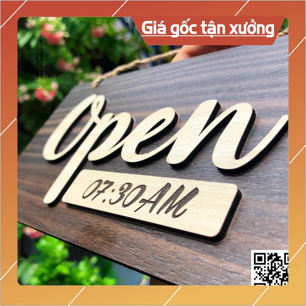 Bảng treo Open - Closed bằng gỗ chữ nổi